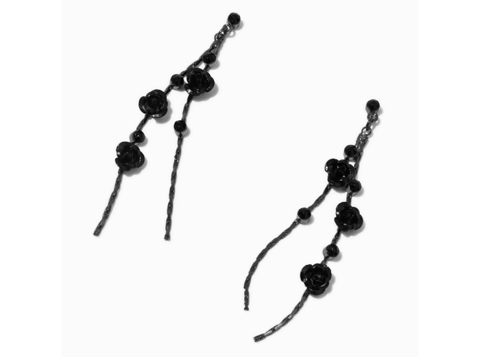 Pendantes 8 cm fleurs de vigne et roses noires