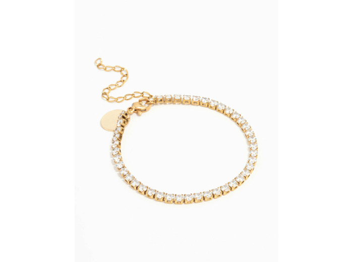 Waterproof Gold Plated Stainless Steel Cubic Zirconia Tennis Bracelet