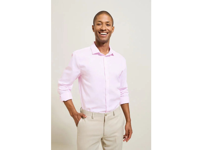 Chemise sans repassage regular en coton - Rose pâle