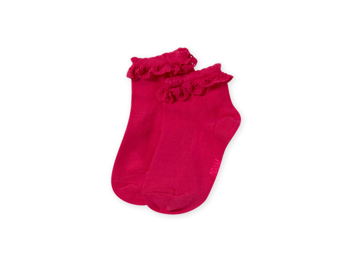 Chaussettes roses avec volant en dentelle enfant fille