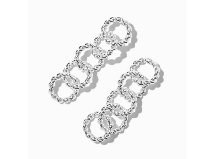 Pendantes 5 cm maillons de chaîne circulaires torsadés couleur argentée