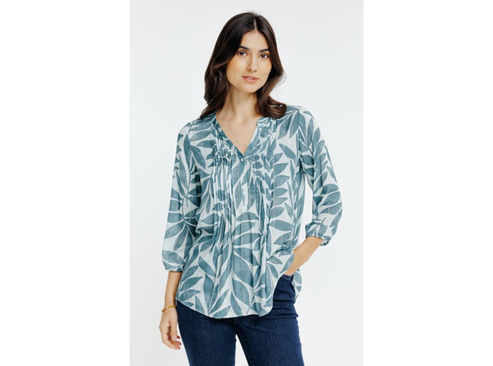 Chemise col mao avec plis