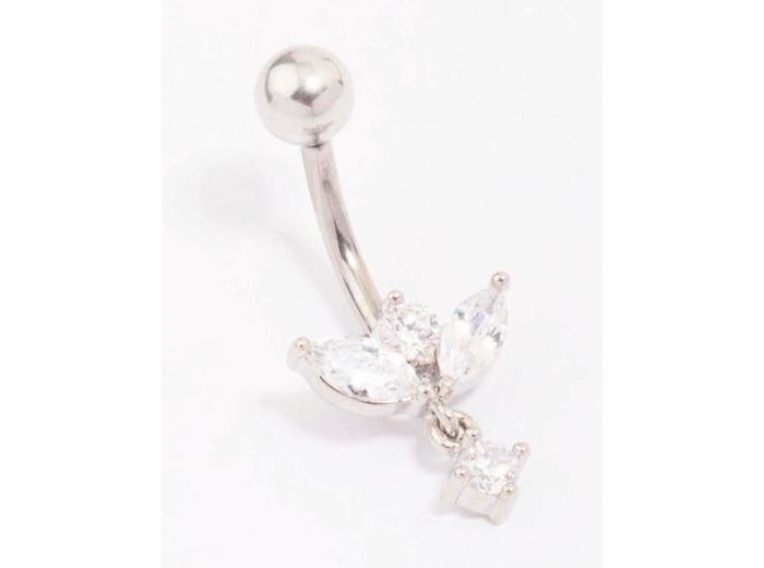 Titanium Cubic Zirconia Teardrop Dangle Belly Piercing