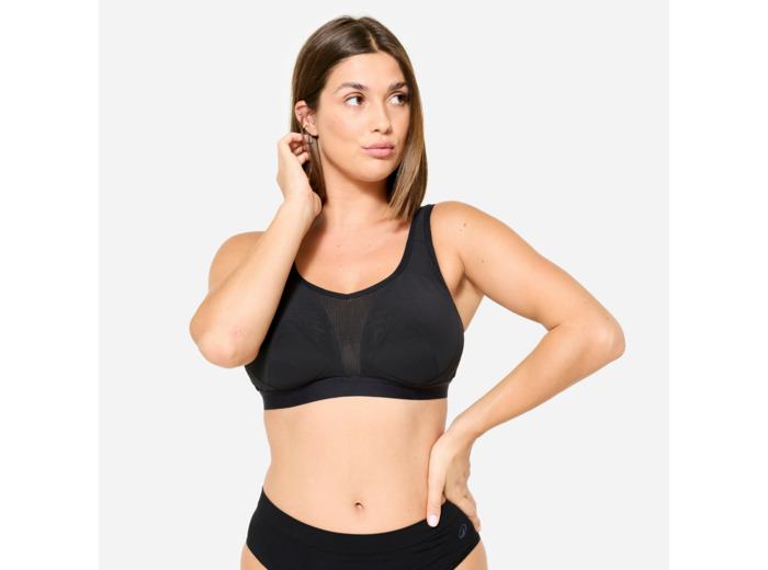 Brassière bretelles croisables maintien fort femme, Noir