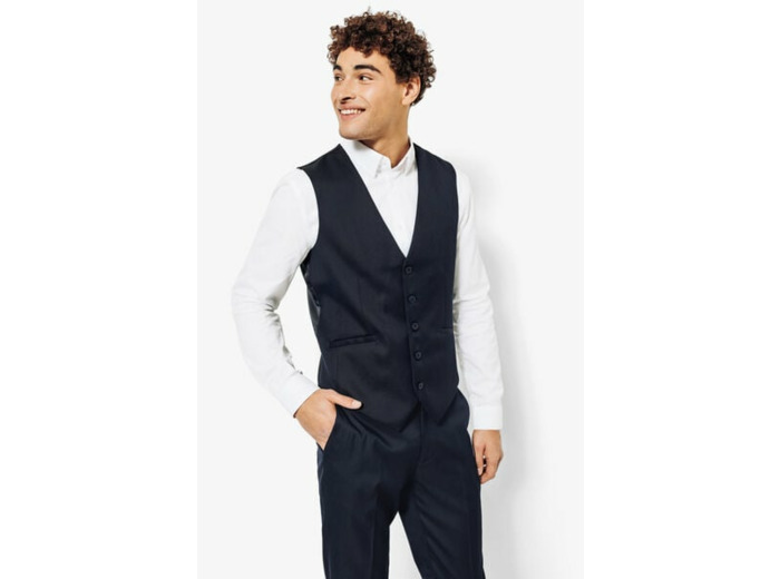 Gilet de costume slim uni - Bleu foncé