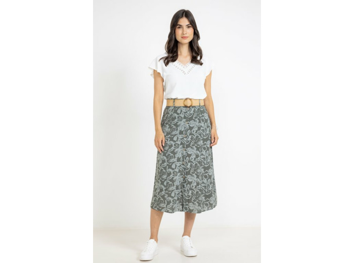 Jupe imprimée avec ceinture non doublée