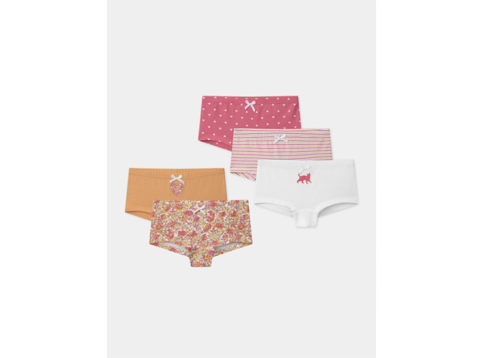 Lot de 5 culottes à rayures, imprimés ou uni Fille