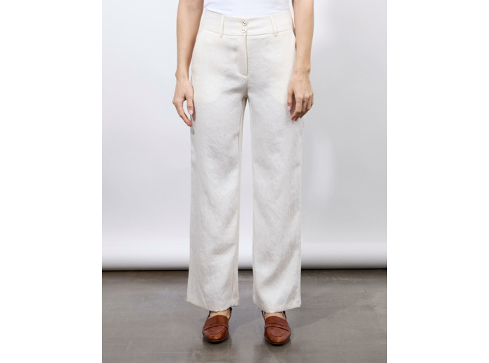 Pantalon long large uni BLANC Femme