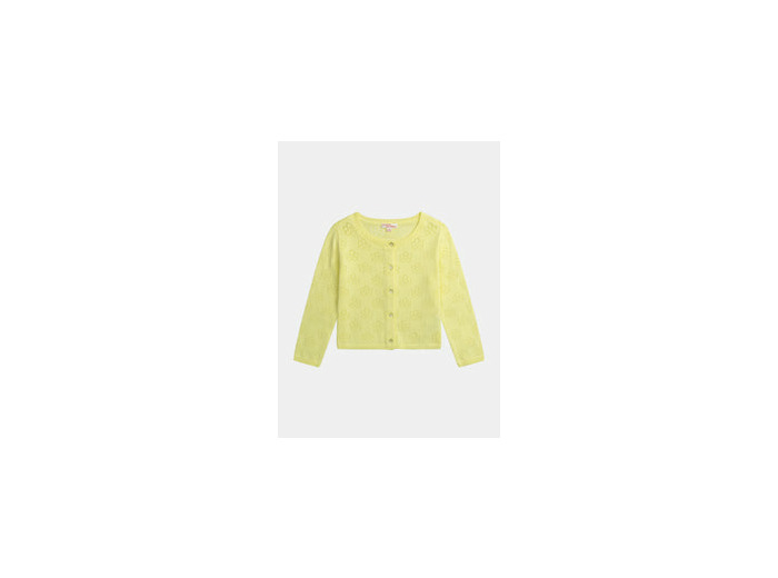 Cardigan jaune pâle en pointelle pour fille