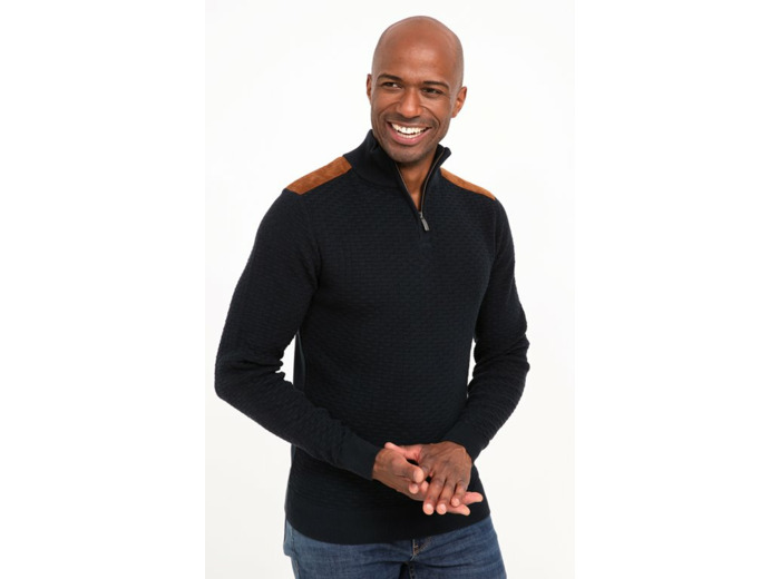 Pull Col Montant Avec Détails Suèdine