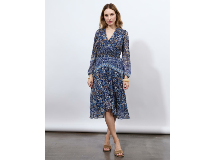 Robe midi imprimée BLEU