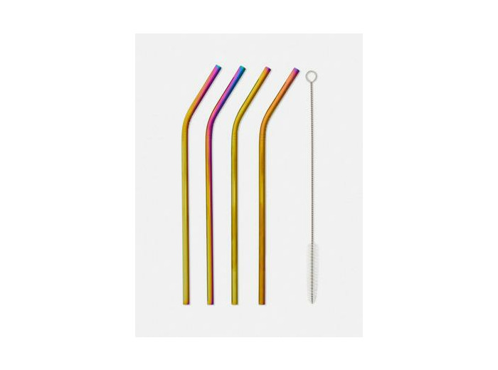 Lot de 4 pailles dégradées en acier inoxydable