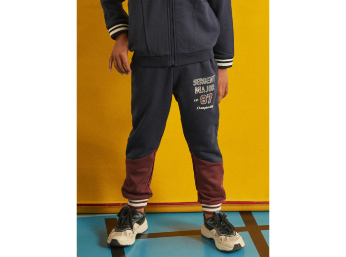 Jogging en molleton gratté Bleu et Bordeau