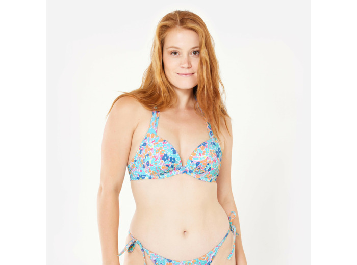 Haut de maillot push up surf fleuri Femme - Elena prairie multicolore