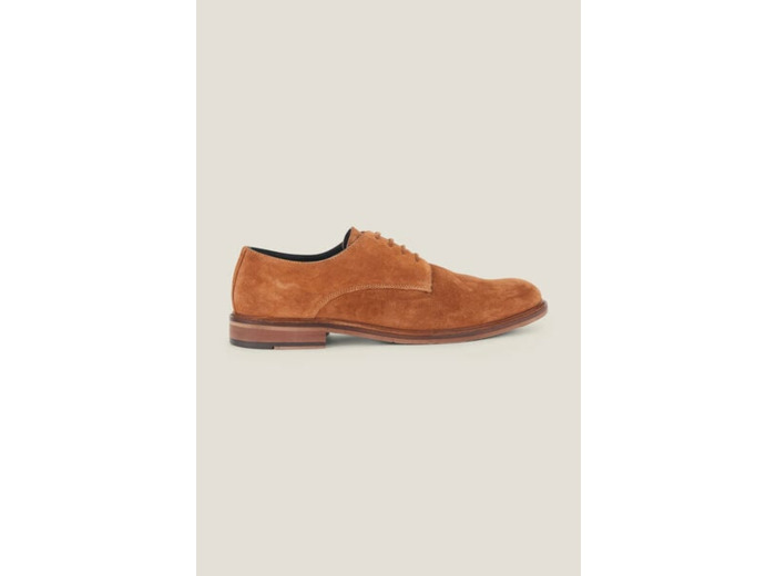 Chaussures derby en croûte de cuir suédé - Camel