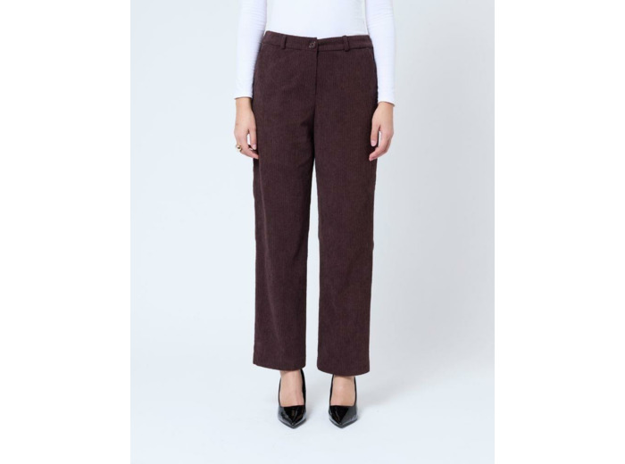Pantalon long droit uni MARRON Femme