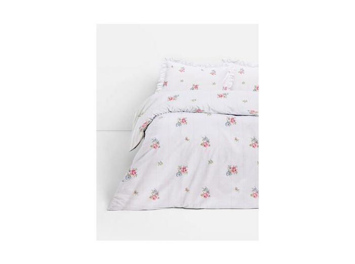 Parure de lit double à motif floral point de croix