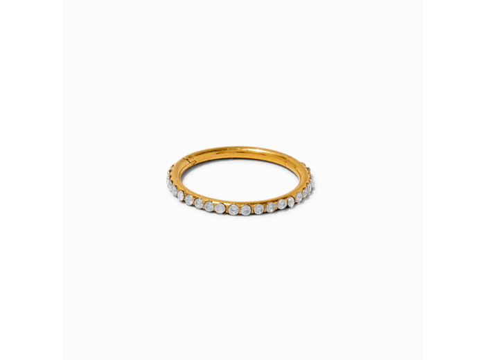 Anneau pour piercing conque 1,2 mm en zircon cubique et acier inoxydable couleur dorée
