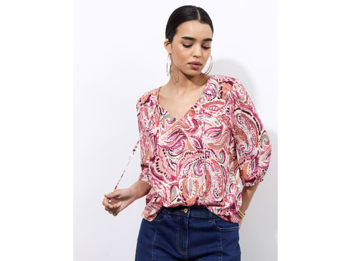 Blouse manches 3/4 imprimée ROSE Femme