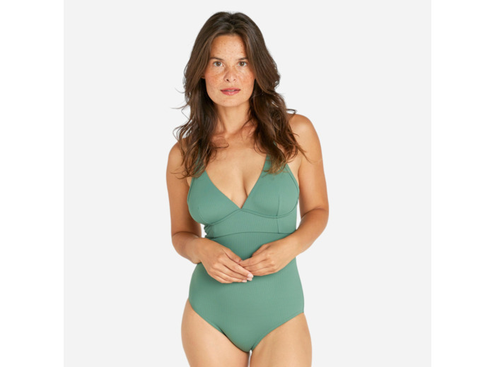 Maillot de bain 1 pièce texturé Femme - Bea kaki