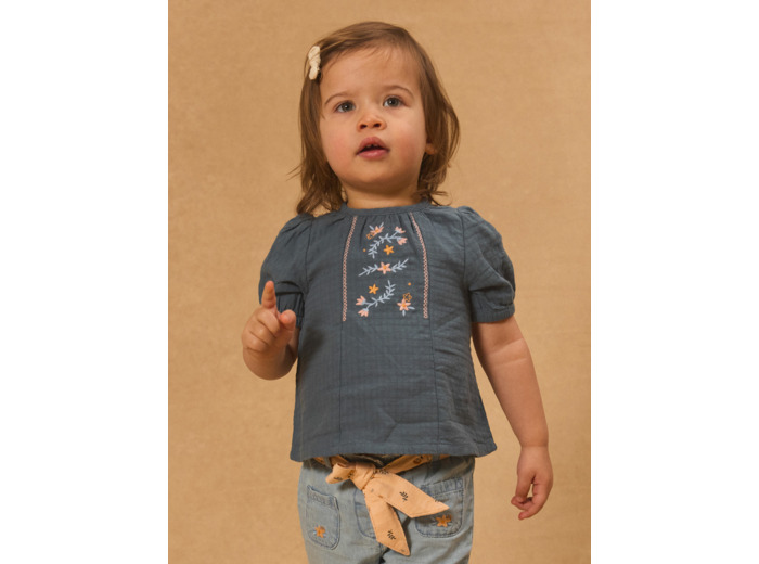 Chemisier brodé fleuri