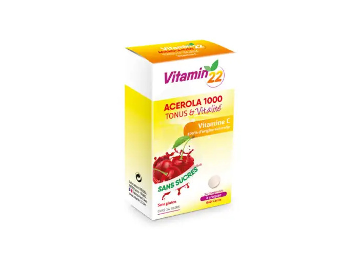 Vitamin'22 Acérola 1000 Comprimés à Croquer Cerise Boîte De 24
