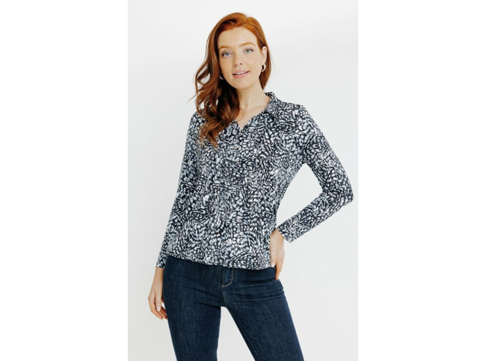 Tee-Shirt Col Polo Imprime Peau De Bete