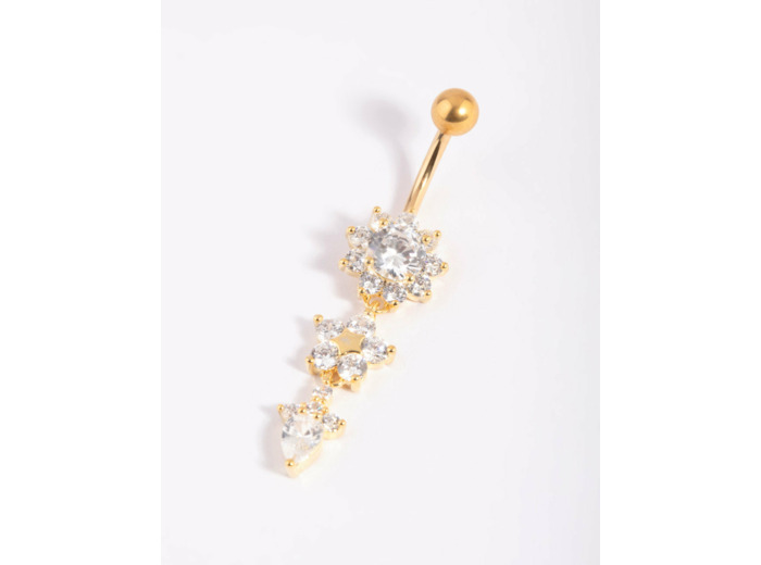 Gold Plated Titanium Floral Belly Bar