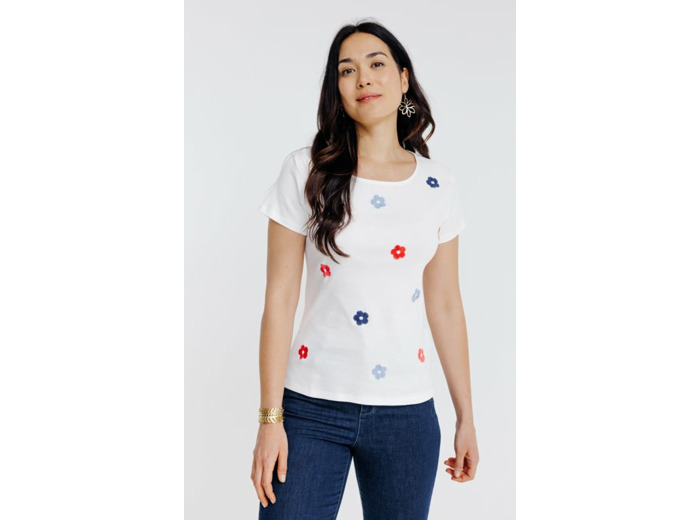 Tee-shirt brodé manches courtes