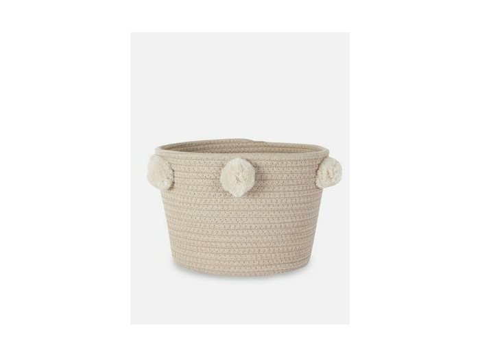 Panier de rangement tressé à pompons