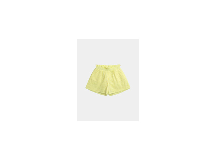 Short jaune pâle en broderie anglaise pour fille