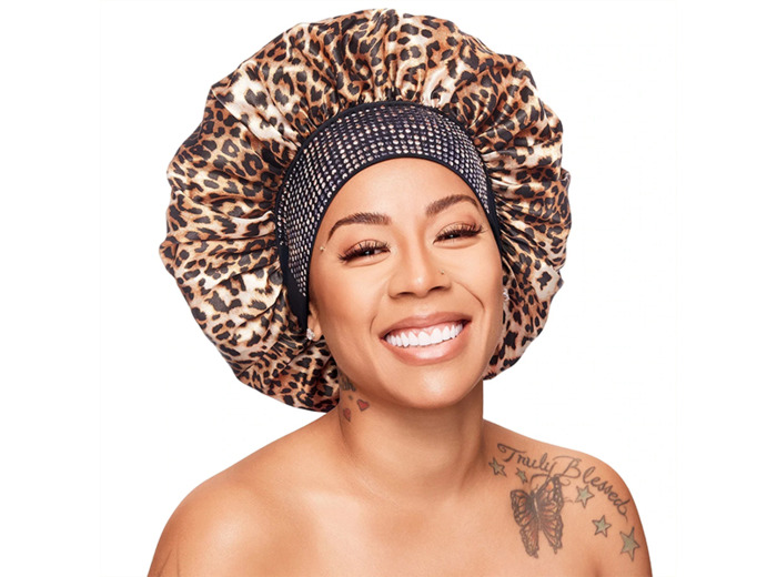 DIAMOND BLING BONNET X-LARGE LEOPARD RED