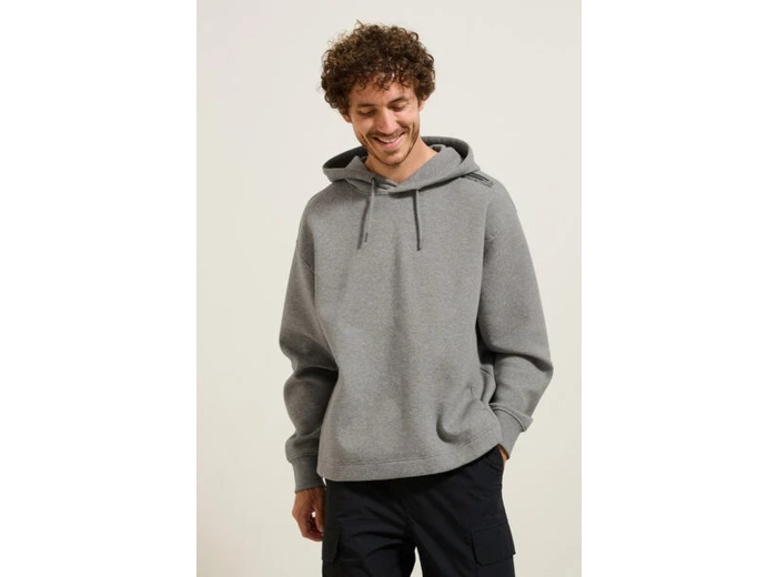 Sweat à capuche oversize bas droit - gris