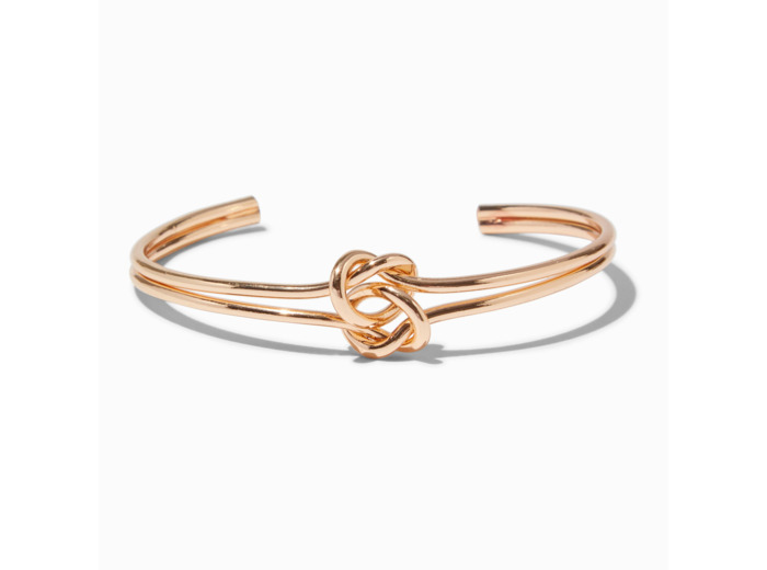 Bracelet manchette double nœud couleur dorée