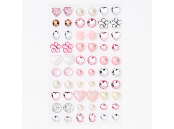 Boucles d’oreilles autocollantes tons de rose Claire's Club - Lot de 30