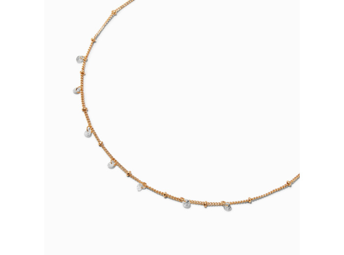 Collier de chaîne couleur dorée avec breloque confetti en zircon cubique d'imitation