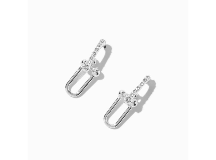 Pendantes maillons de chaîne strass couleur argentée