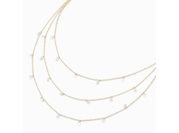 Collier multi-rangs confetti en zircon cubique couleur dorée