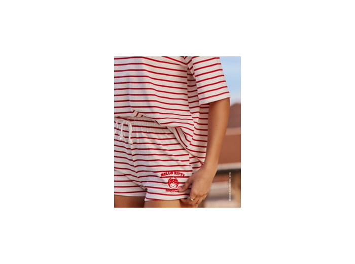 Short marinière en jersey épais avec broderie Hello Kitty