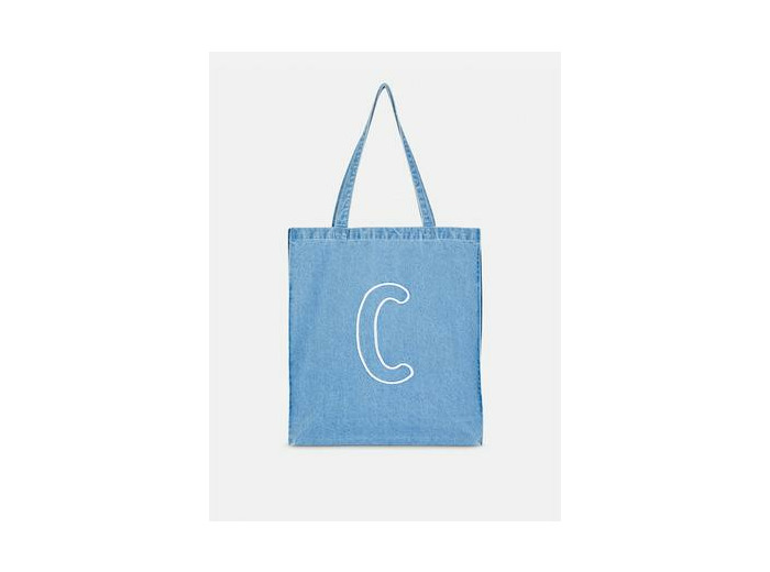 Sac cabas en denim à initiale