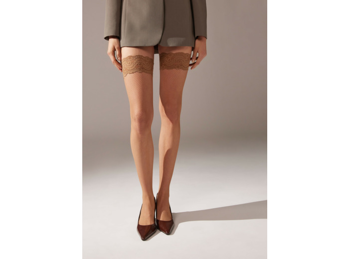 Bas Autofixants Résille Fine Jarretière Dentelle