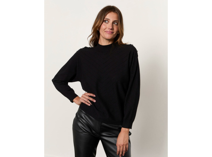 Pull fin uni NOIR Femme