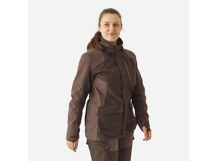 VESTE FEMME IMPERMÉABLE RESISTANTE 500 MARRON