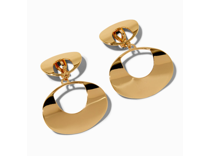 Pendantes à clip disque ovale double couleur dorée