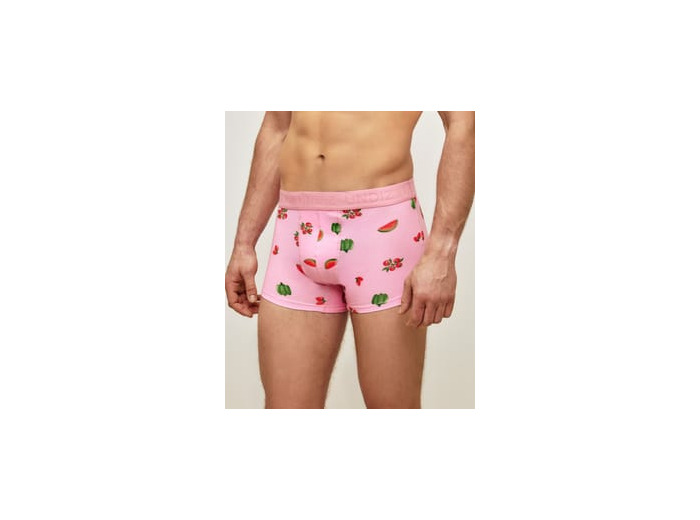Boxer rose en coton motifs fruits