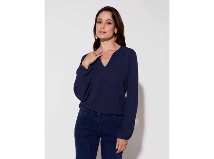 Top manches longues uni MARINE Femme