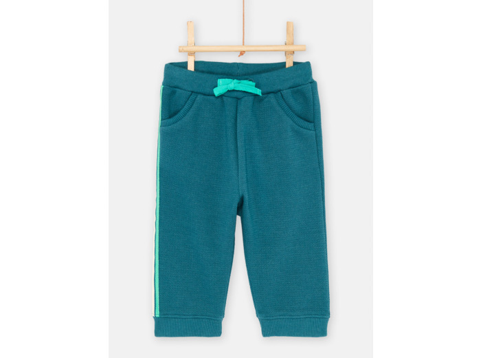 Pantalon molleton piqué vert bouteille bébé garcon