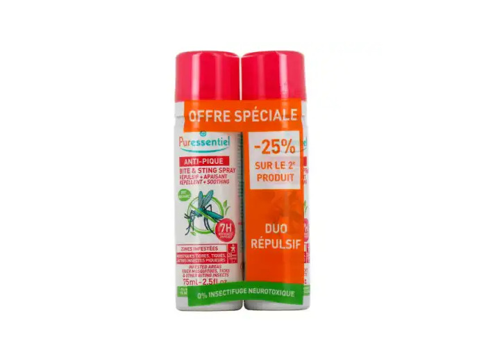 Puressentiel Anti-pique Spray 5 Huiles Essentielles Citriodiol 2 Flacons De 75 Ml 25% Sur Le 2ème