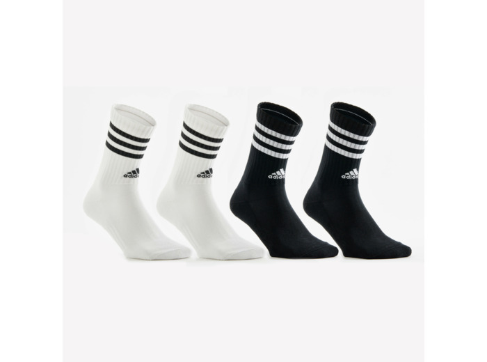 CHAUSSETTES DE SPORT HAUTES ADIDAS STRIPES NOIR BLANC LOT DE 4