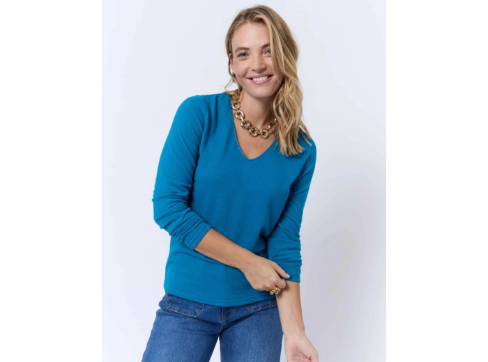 T-Shirt manches longues imprimé BLEU CANARD Femme